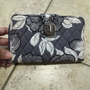 Vera Bradley Black and Cream Quilted Floral Wallet